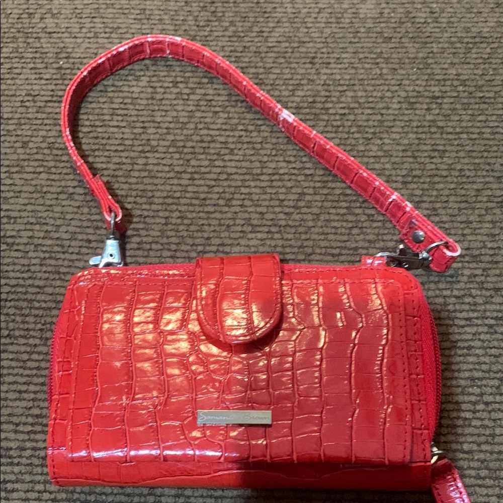 Samantha Brown Red Crocodile-Embossed Women's Wallet Bag